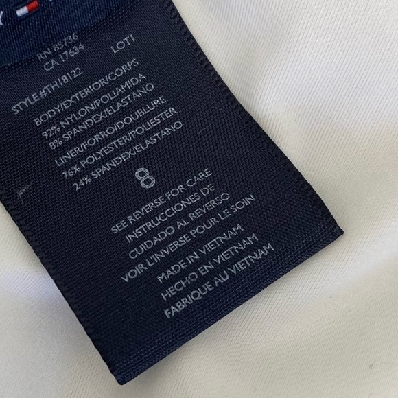 Tommy Hilfiger Navy with white polka dot halter style one piece swimsuit size 8 - Picture 6 of 10